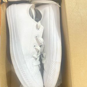 All white leather converse